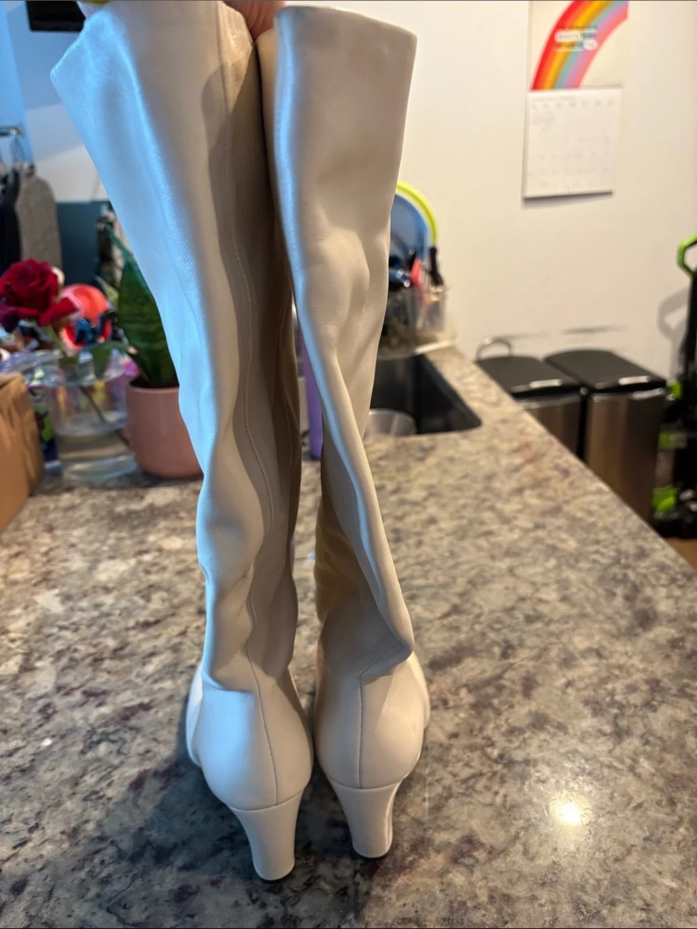 Zara Cream Over-the-Knee Fashion Boots